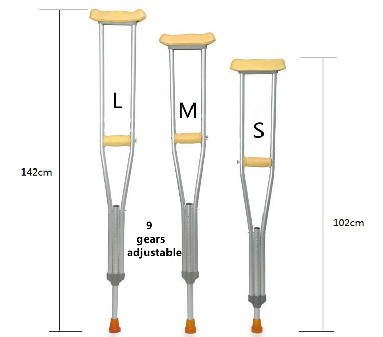 Adjustable thickened aluminum sturdy axillary crutches